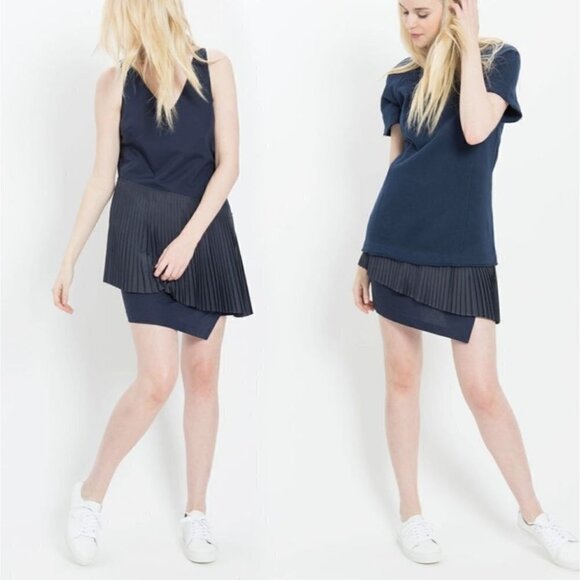 Derek Lam | 10 Crosby 2-In-1 Sweatshirt Dress With Pleated Underpinning - Picture 2 of 16